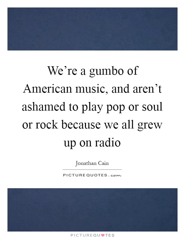 We're a gumbo of American music, and aren't ashamed to play pop or soul or rock because we all grew up on radio Picture Quote #1