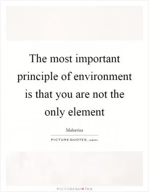 The most important principle of environment is that you are not the only element Picture Quote #1