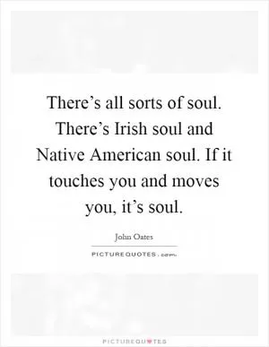 There’s all sorts of soul. There’s Irish soul and Native American soul. If it touches you and moves you, it’s soul Picture Quote #1