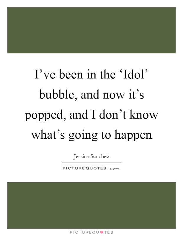 I've been in the ‘Idol' bubble, and now it's popped, and I don't know what's going to happen Picture Quote #1