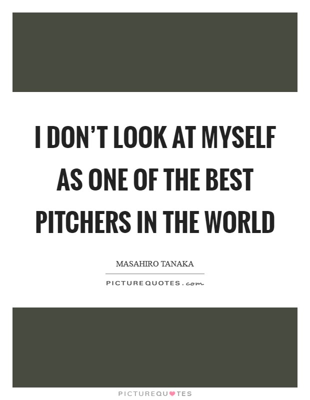 I don't look at myself as one of the best pitchers in the world Picture Quote #1