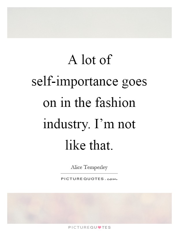 A lot of self-importance goes on in the fashion industry. I'm not like that Picture Quote #1