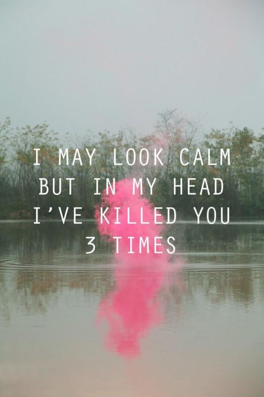 I may look calm but in my head I've killed you 3 times Picture Quote #1