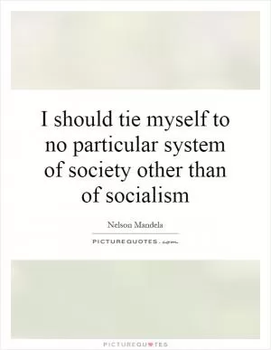 I should tie myself to no particular system of society other than of socialism Picture Quote #1
