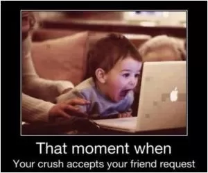 That moment when your crush accepts your friend request Picture Quote #1