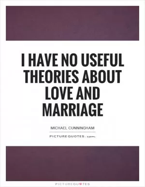 I have no useful theories about love and marriage Picture Quote #1