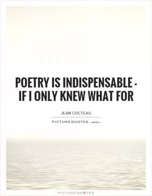 Poetry is indispensable - if I only knew what for Picture Quote #1