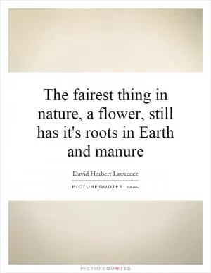 The fairest thing in nature, a flower, still has it's roots in Earth and manure Picture Quote #1