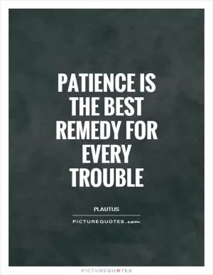 Patience is the best remedy for every trouble Picture Quote #1