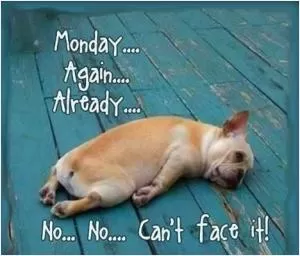 Monday... Again... Already... No... No... Can't face it! Picture Quote #1