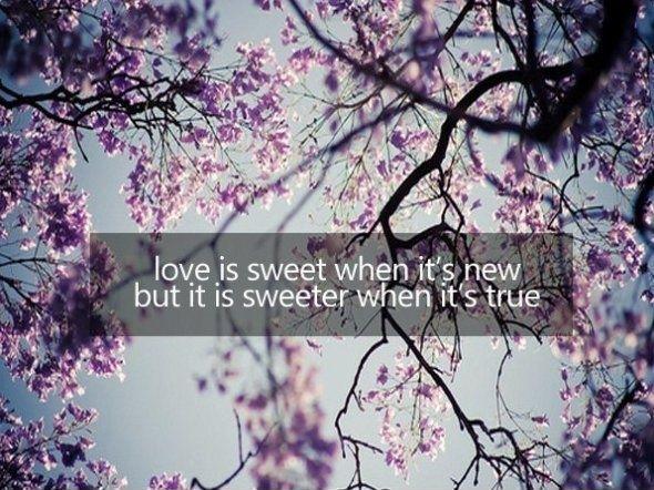Love is sweet when it's new, but it's sweeter when it's true Picture Quote #1