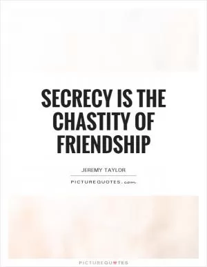Secrecy is the chastity of friendship Picture Quote #1
