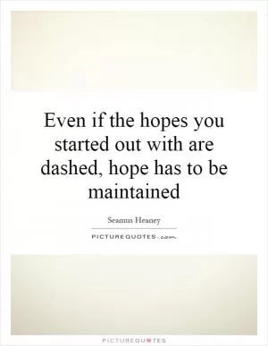 Even if the hopes you started out with are dashed, hope has to be maintained Picture Quote #1