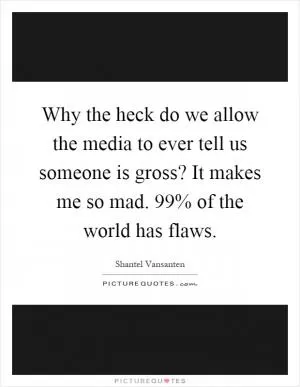Why the heck do we allow the media to ever tell us someone is gross? It makes me so mad. 99% of the world has flaws Picture Quote #1