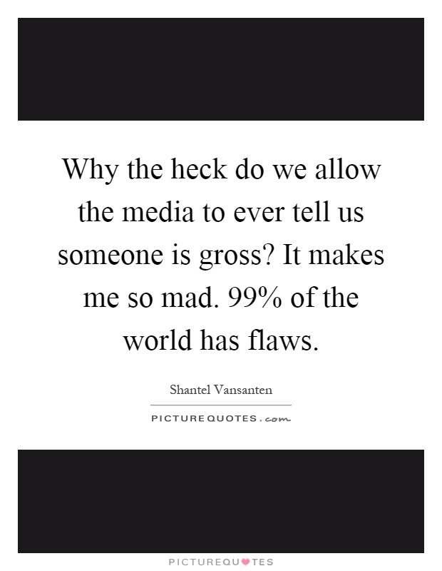 Why the heck do we allow the media to ever tell us someone is gross? It makes me so mad. 99% of the world has flaws Picture Quote #1