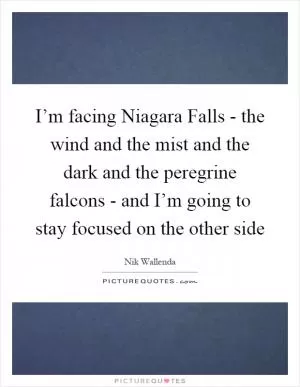 I’m facing Niagara Falls - the wind and the mist and the dark and the peregrine falcons - and I’m going to stay focused on the other side Picture Quote #1