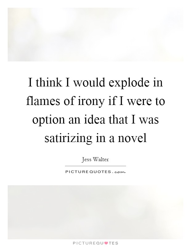 I think I would explode in flames of irony if I were to option an idea that I was satirizing in a novel Picture Quote #1