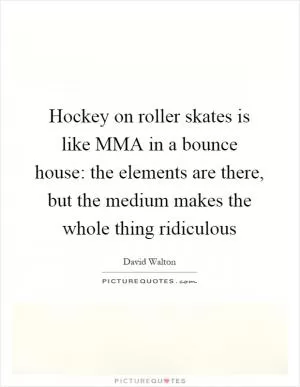 Hockey on roller skates is like MMA in a bounce house: the elements are there, but the medium makes the whole thing ridiculous Picture Quote #1
