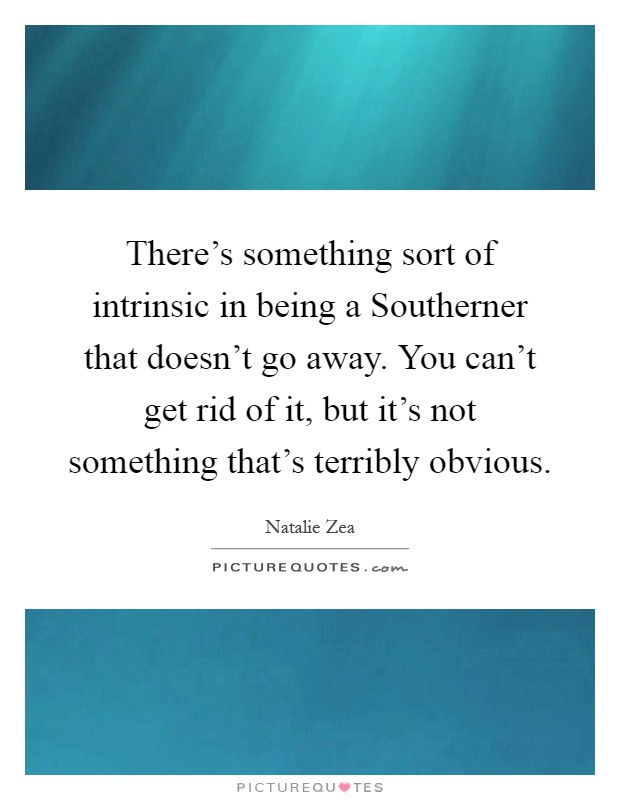 There's something sort of intrinsic in being a Southerner that doesn't go away. You can't get rid of it, but it's not something that's terribly obvious Picture Quote #1