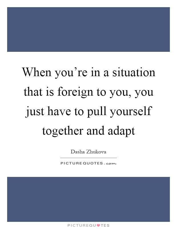 When you're in a situation that is foreign to you, you just have to pull yourself together and adapt Picture Quote #1