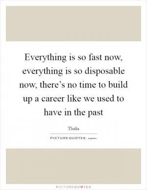 Everything is so fast now, everything is so disposable now, there’s no time to build up a career like we used to have in the past Picture Quote #1
