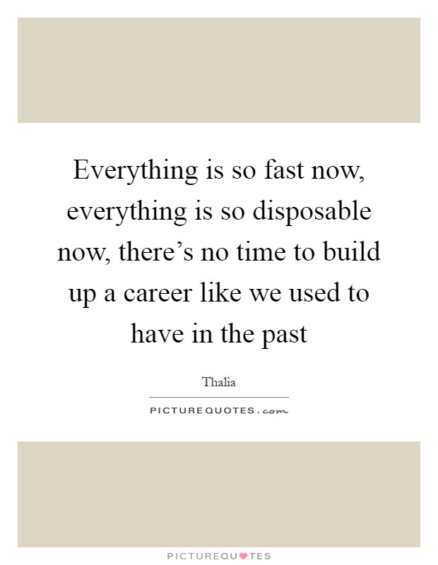 Everything is so fast now, everything is so disposable now, there's no time to build up a career like we used to have in the past Picture Quote #1