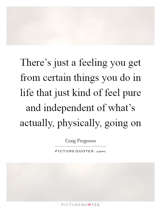 There's just a feeling you get from certain things you do in life that just kind of feel pure and independent of what's actually, physically, going on Picture Quote #1