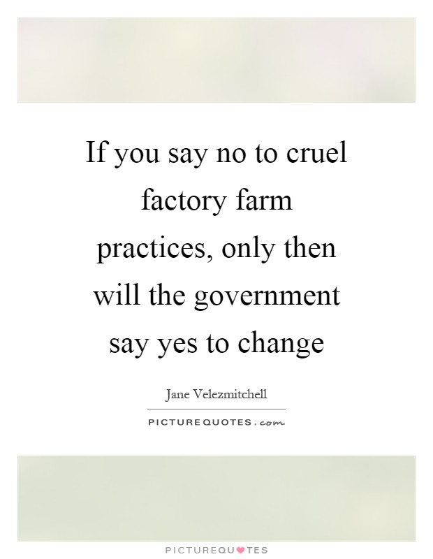 If you say no to cruel factory farm practices, only then will the government say yes to change Picture Quote #1