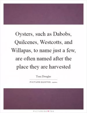 Oysters, such as Dabobs, Quilcenes, Westcotts, and Willapas, to name just a few, are often named after the place they are harvested Picture Quote #1