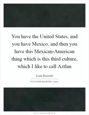 You have the United States, and you have Mexico, and then you have this Mexican-American thing which is this third culture, which I like to call Aztlan Picture Quote #1