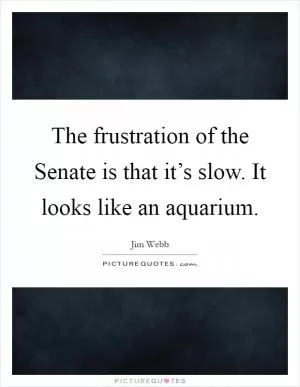 The frustration of the Senate is that it’s slow. It looks like an aquarium Picture Quote #1