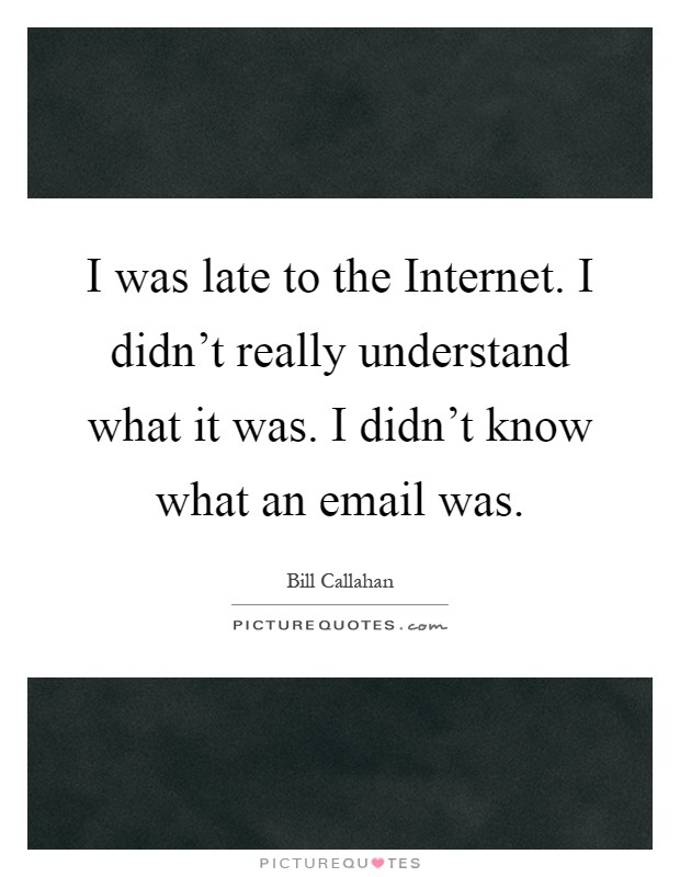 I was late to the Internet. I didn't really understand what it was. I didn't know what an email was Picture Quote #1