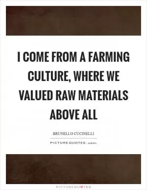 I come from a farming culture, where we valued raw materials above all Picture Quote #1