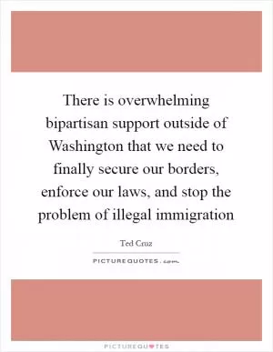 There is overwhelming bipartisan support outside of Washington that we need to finally secure our borders, enforce our laws, and stop the problem of illegal immigration Picture Quote #1