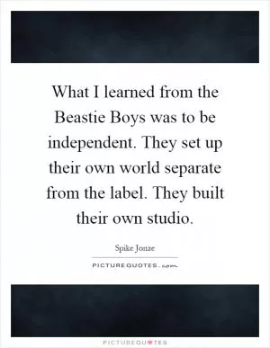 What I learned from the Beastie Boys was to be independent. They set up their own world separate from the label. They built their own studio Picture Quote #1
