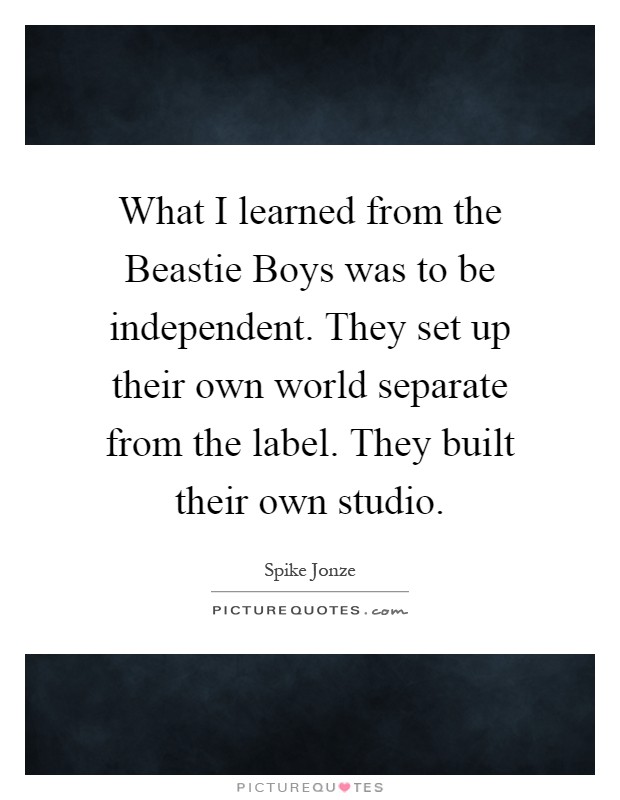 What I learned from the Beastie Boys was to be independent. They set up their own world separate from the label. They built their own studio Picture Quote #1