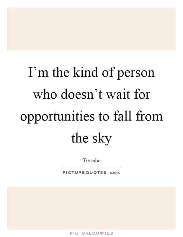 I'm the kind of person who doesn't wait for opportunities to fall from the sky Picture Quote #1