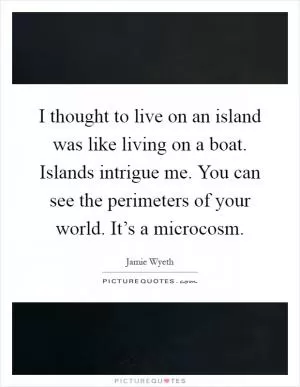 I thought to live on an island was like living on a boat. Islands intrigue me. You can see the perimeters of your world. It’s a microcosm Picture Quote #1