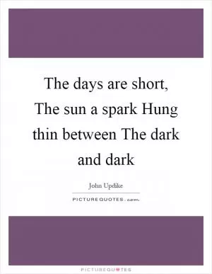 The days are short, The sun a spark Hung thin between The dark and dark Picture Quote #1