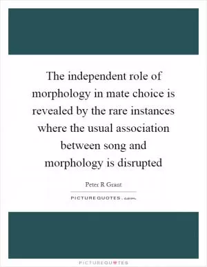 The independent role of morphology in mate choice is revealed by the rare instances where the usual association between song and morphology is disrupted Picture Quote #1