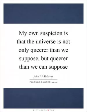 My own suspicion is that the universe is not only queerer than we suppose, but queerer than we can suppose Picture Quote #1