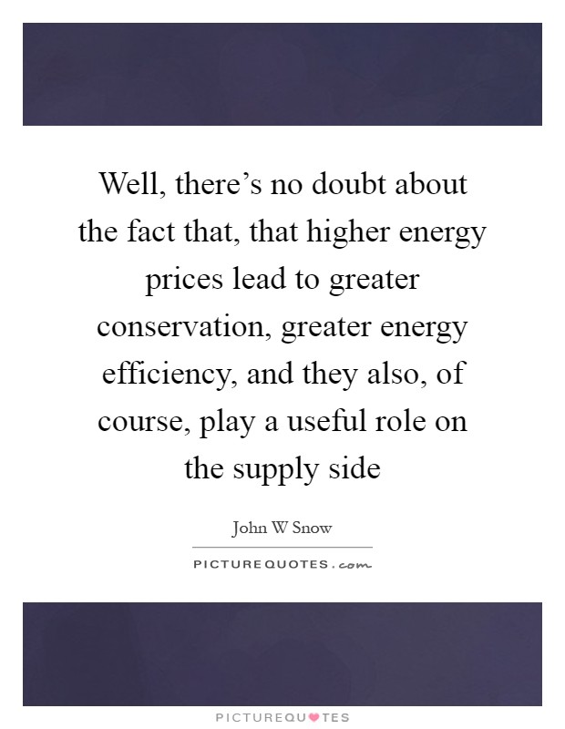 Well, there's no doubt about the fact that, that higher energy prices lead to greater conservation, greater energy efficiency, and they also, of course, play a useful role on the supply side Picture Quote #1