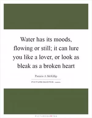 Water has its moods, flowing or still; it can lure you like a lover, or look as bleak as a broken heart Picture Quote #1