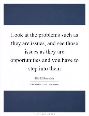 Look at the problems such as they are issues, and see those issues as they are opportunities and you have to step into them Picture Quote #1