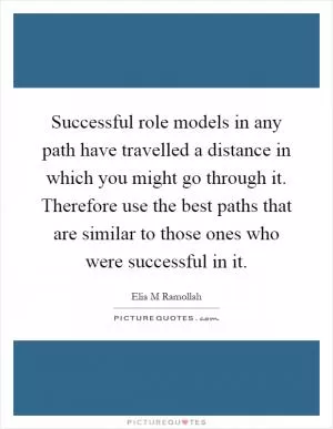 Successful role models in any path have travelled a distance in which you might go through it. Therefore use the best paths that are similar to those ones who were successful in it Picture Quote #1