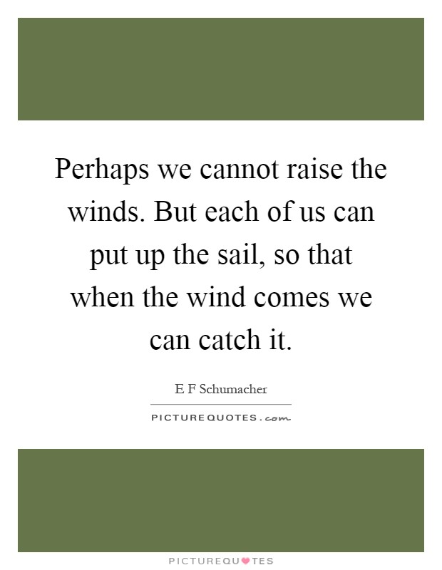 Perhaps we cannot raise the winds. But each of us can put up the sail, so that when the wind comes we can catch it Picture Quote #1
