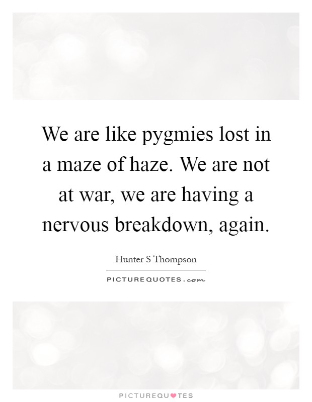 We are like pygmies lost in a maze of haze. We are not at war, we are having a nervous breakdown, again Picture Quote #1