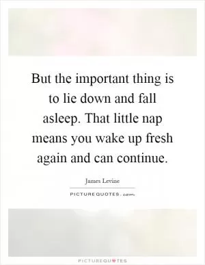 But the important thing is to lie down and fall asleep. That little nap means you wake up fresh again and can continue Picture Quote #1