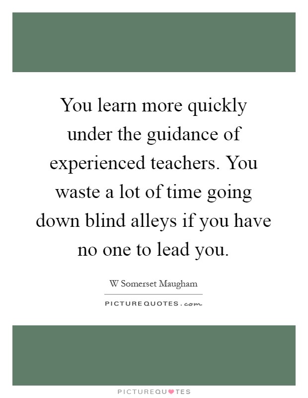 You learn more quickly under the guidance of experienced teachers. You waste a lot of time going down blind alleys if you have no one to lead you Picture Quote #1