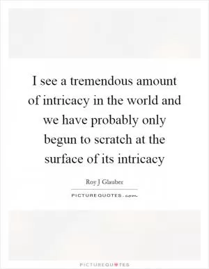 I see a tremendous amount of intricacy in the world and we have probably only begun to scratch at the surface of its intricacy Picture Quote #1